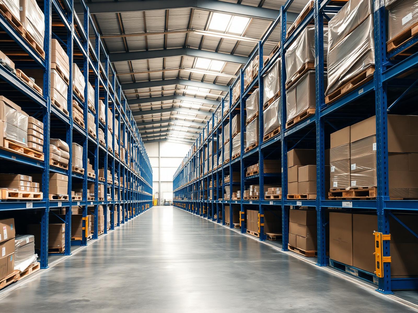 Racked pallet storage aisle inside Fulton Warehouse's 83,000 sq. ft. Atlanta facility